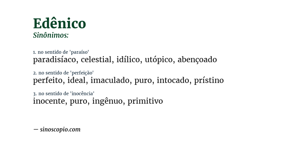 Sinônimo de edênico