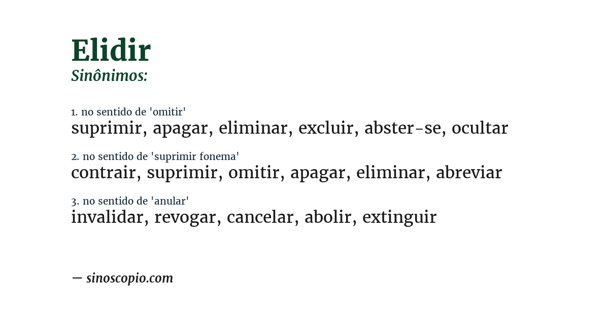 Sinônimo de elidir
