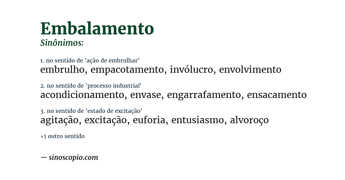 Sinônimo de embalamento