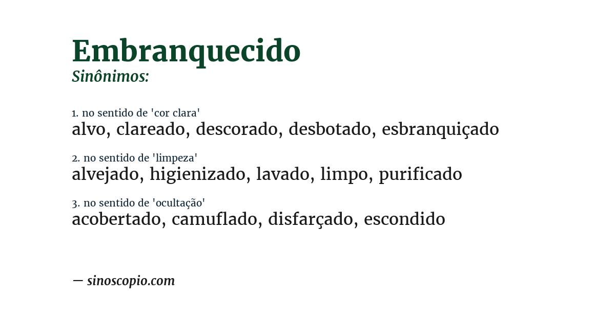 Sinônimo de embranquecido