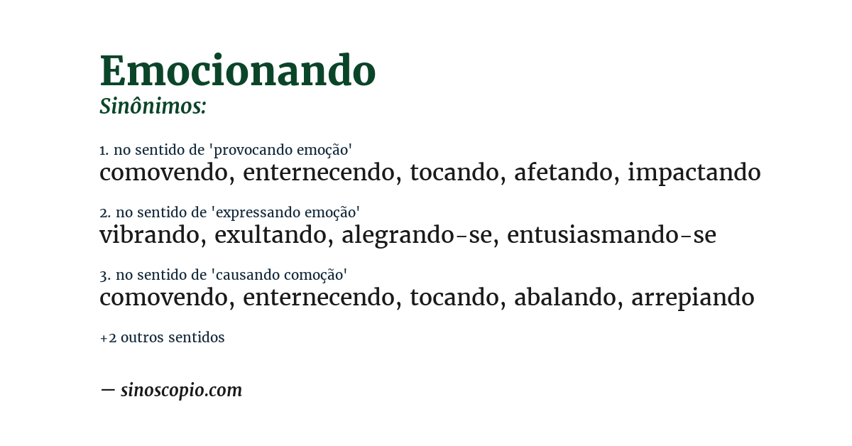 Sinônimo de emocionando