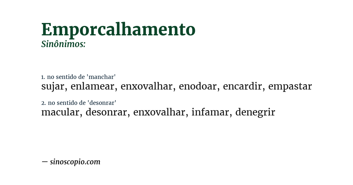 Sinônimo de emporcalhamento