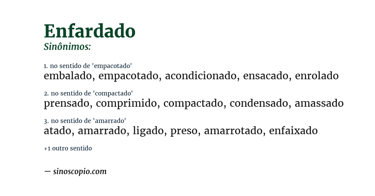 Sinônimo de enfardado