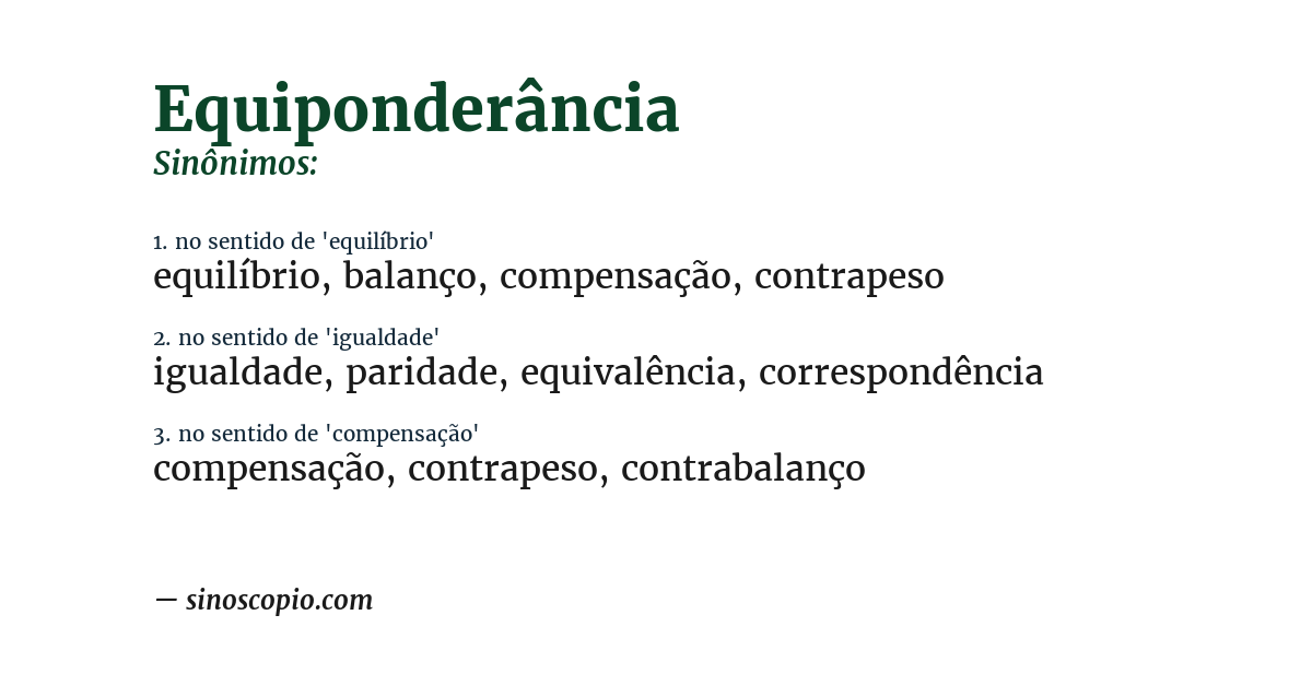Sinônimo de equiponderância