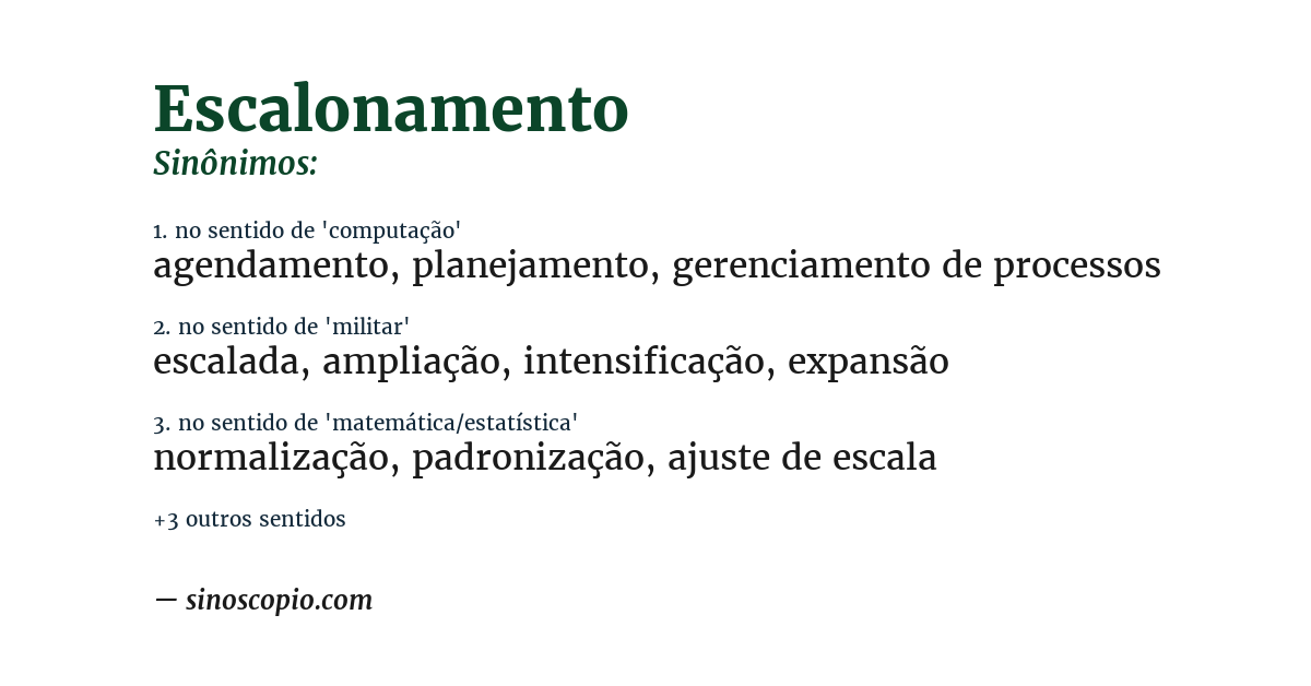 Sinônimo de escalonamento