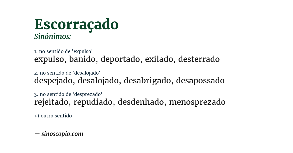 Sinônimo de escorraçado
