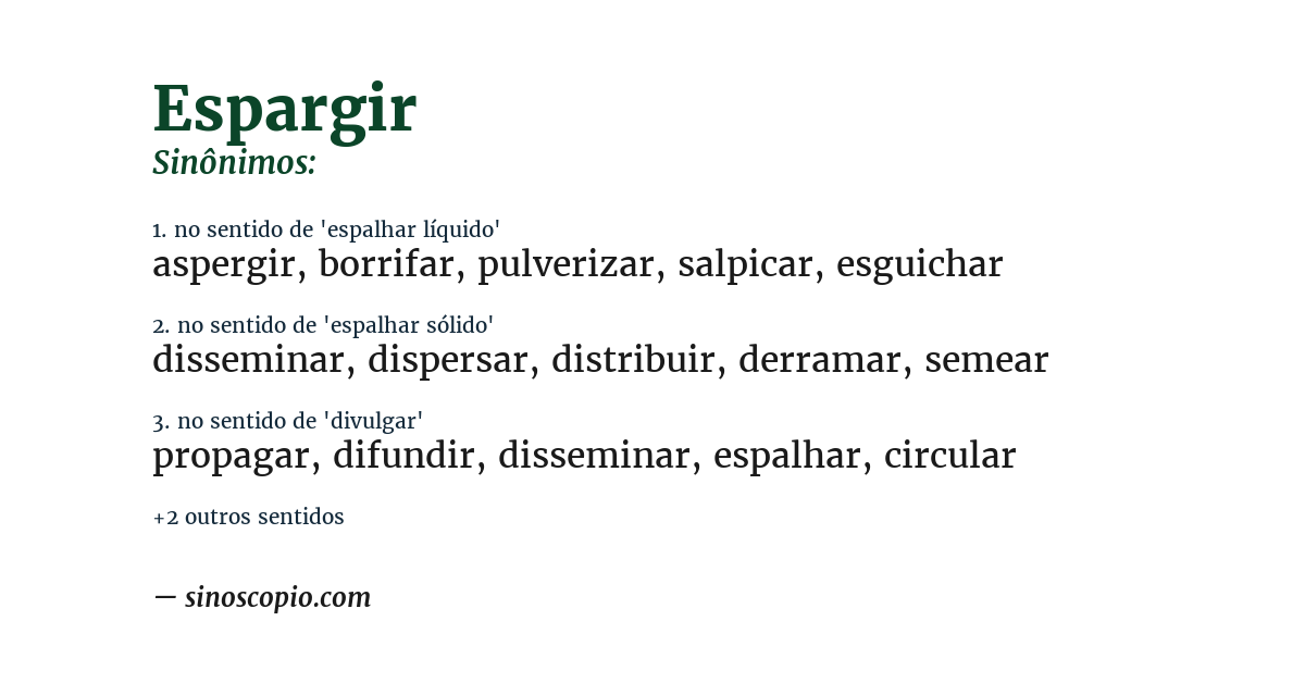 Sinônimo de espargir