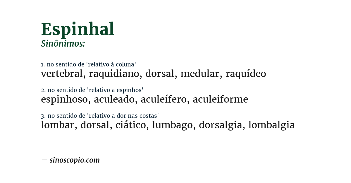 Sinônimo de espinhal