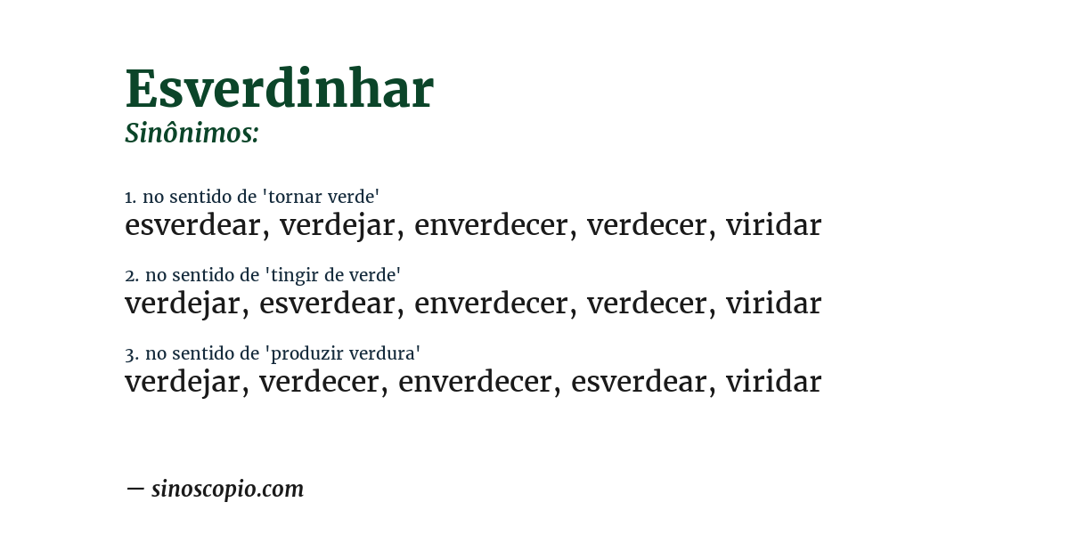 Sinônimo de esverdinhar