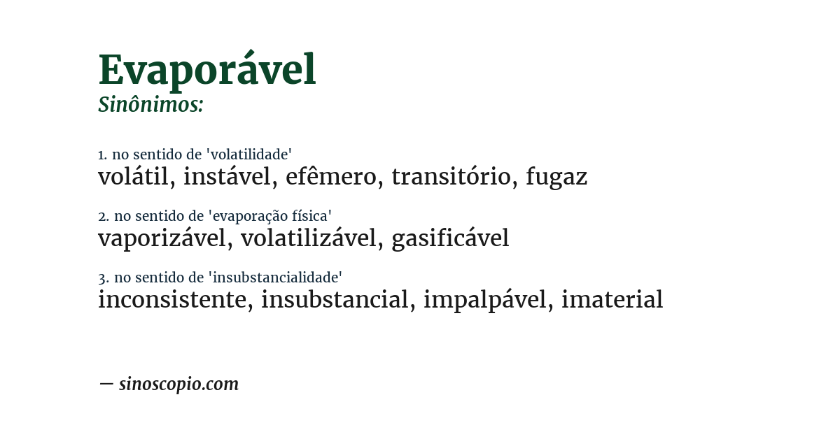 Sinônimo de evaporável