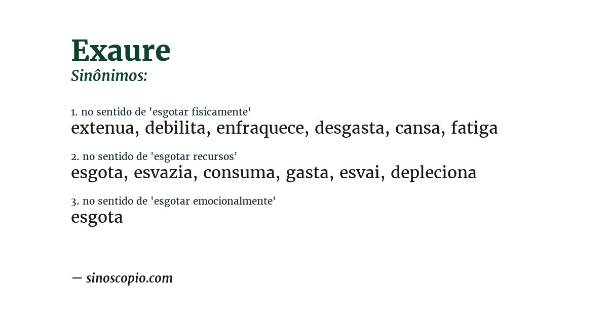 Sinônimo de exaure