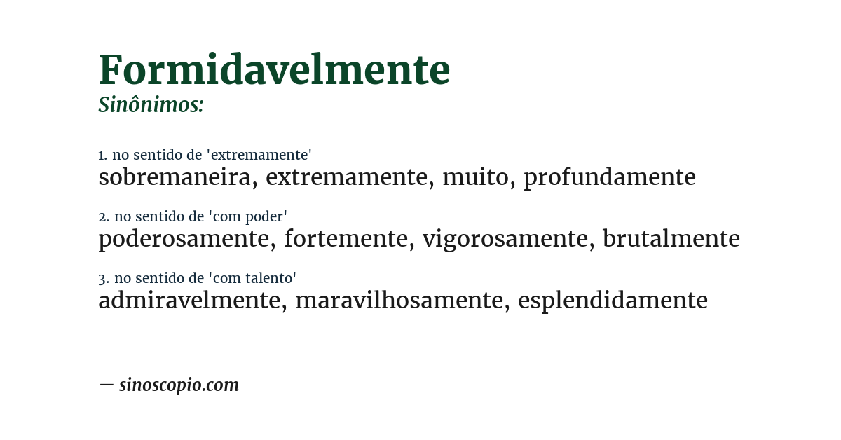Sinônimo de formidavelmente
