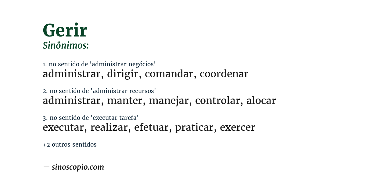 Sinônimo de gerir
