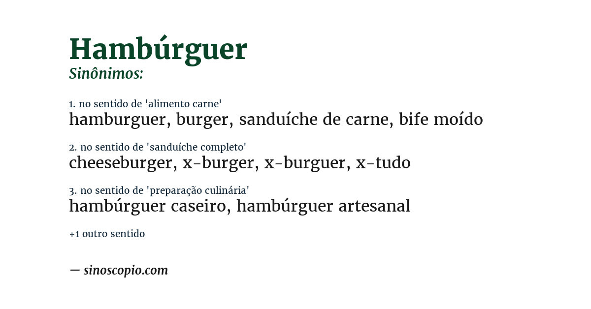 Sinônimo de hambúrguer