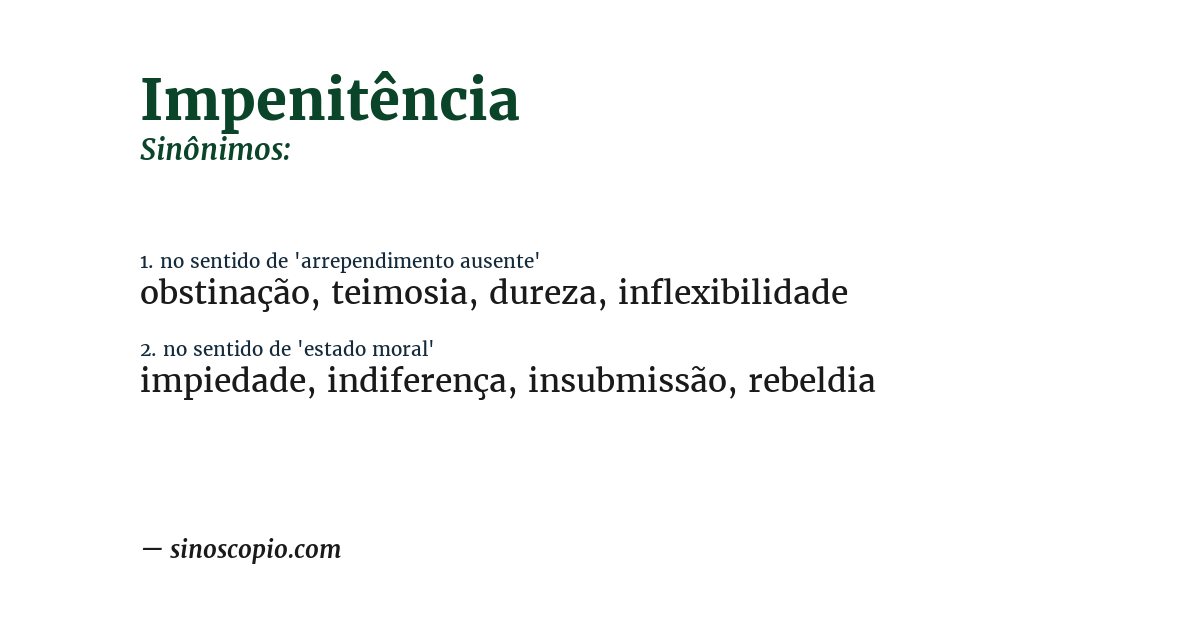 Sinônimo de impenitência