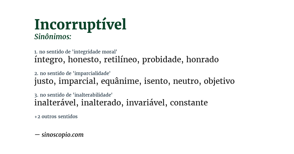 Sinônimo de incorruptível