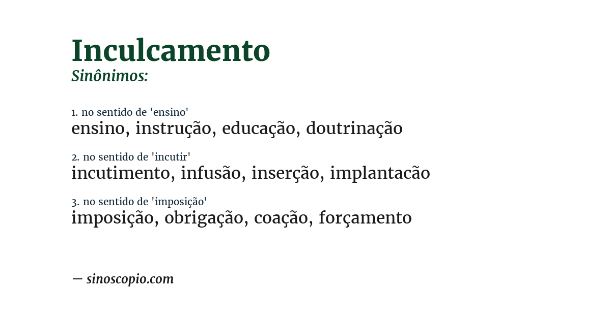 Sinônimo de inculcamento