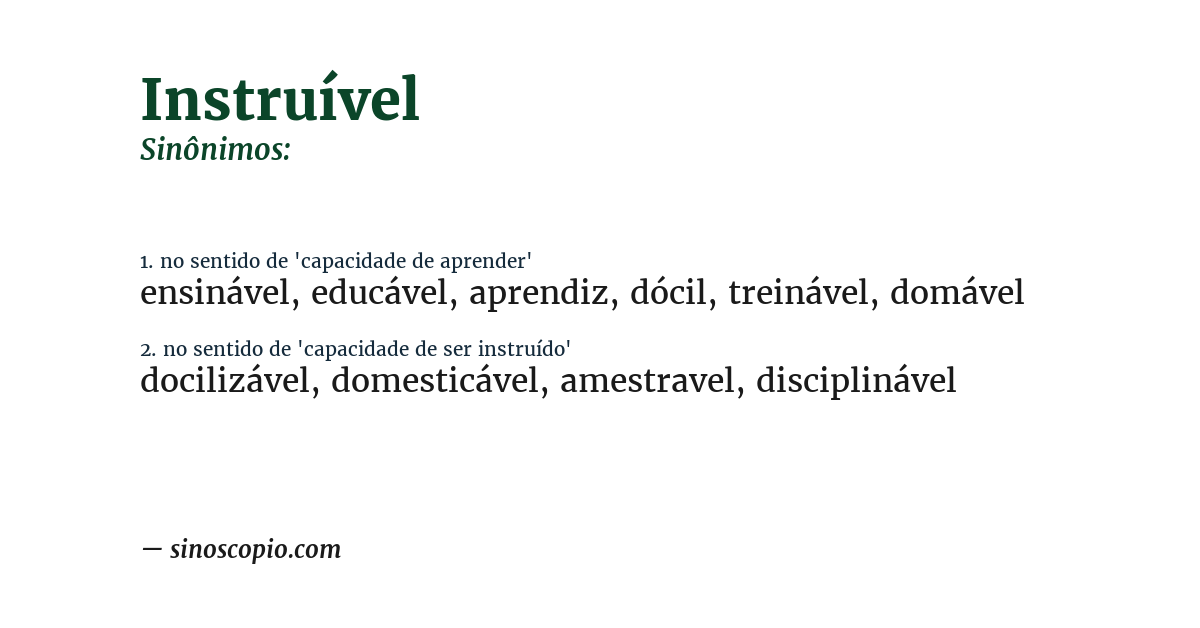 Sinônimo de instruível