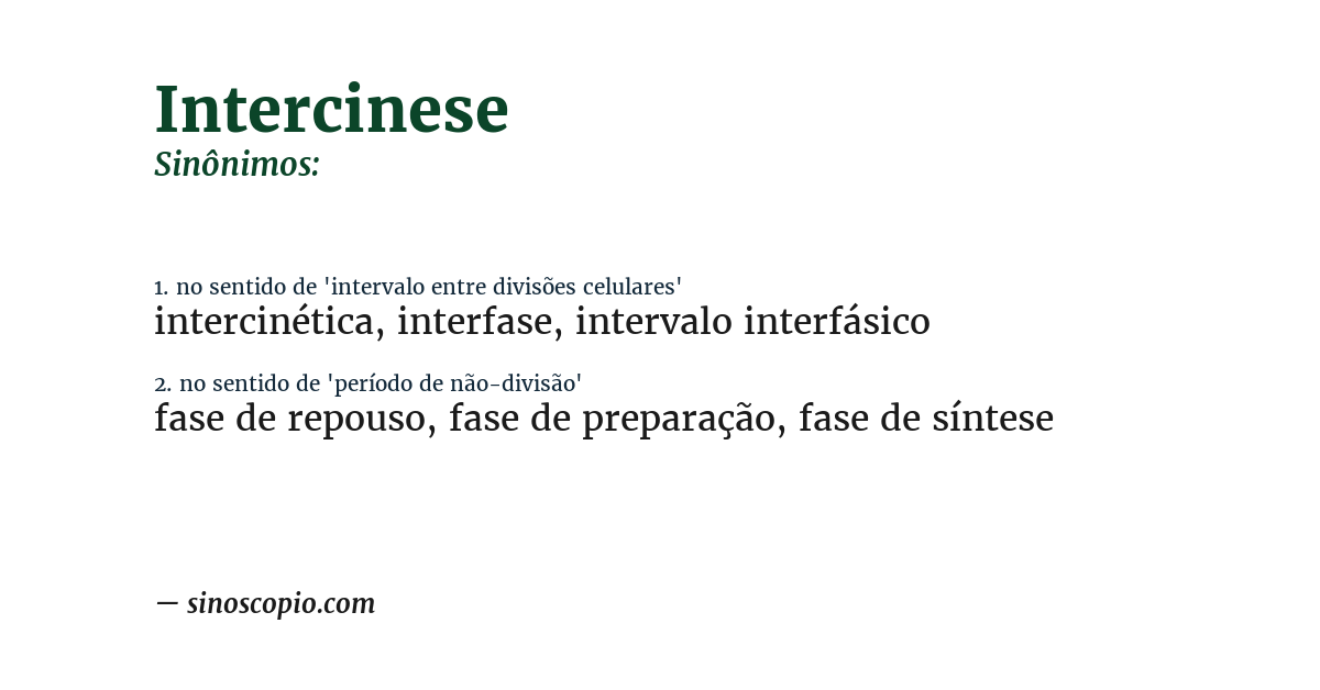 Sinônimo de intercinese