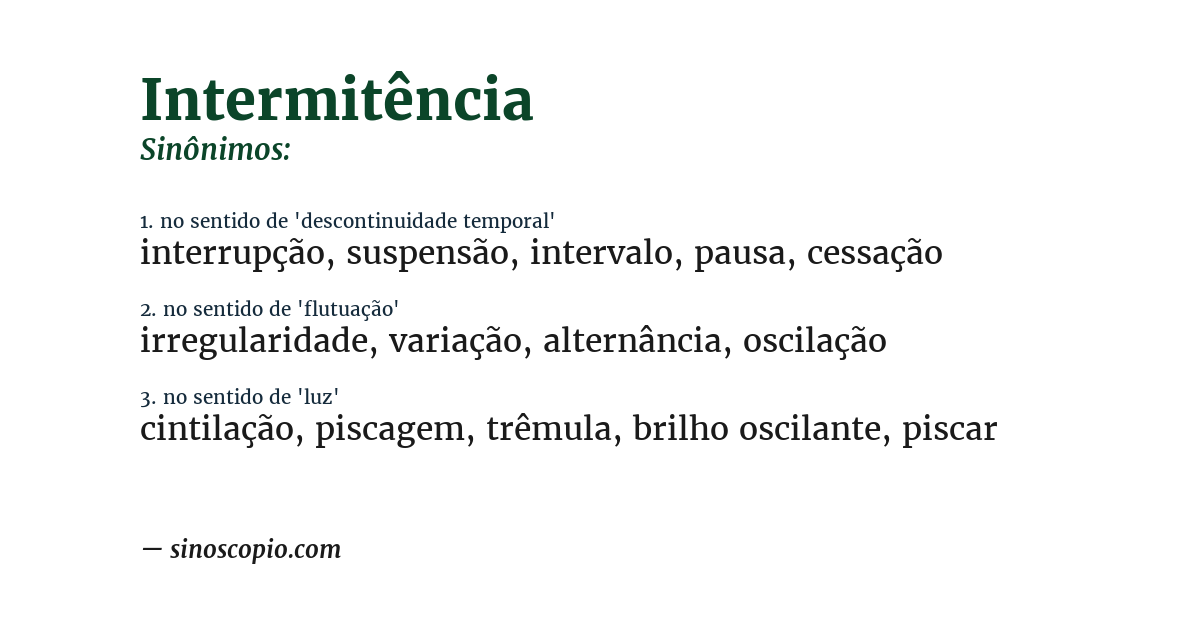 Sinônimo de intermitência