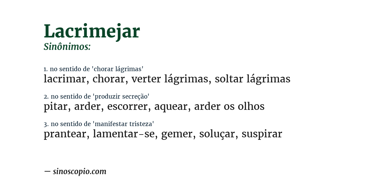 Sinônimo de lacrimejar