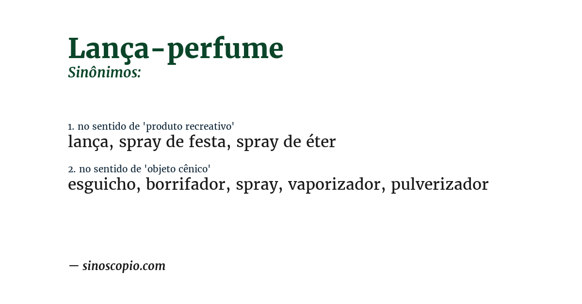 Sinônimo de lança-perfume