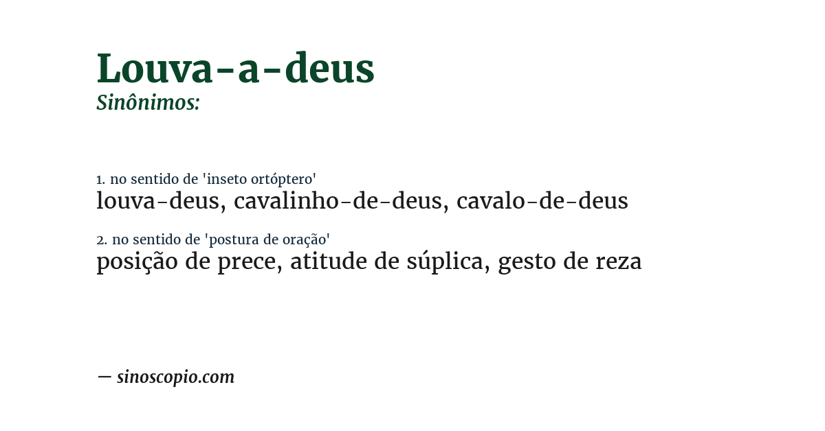 Sinônimo de louva-a-deus