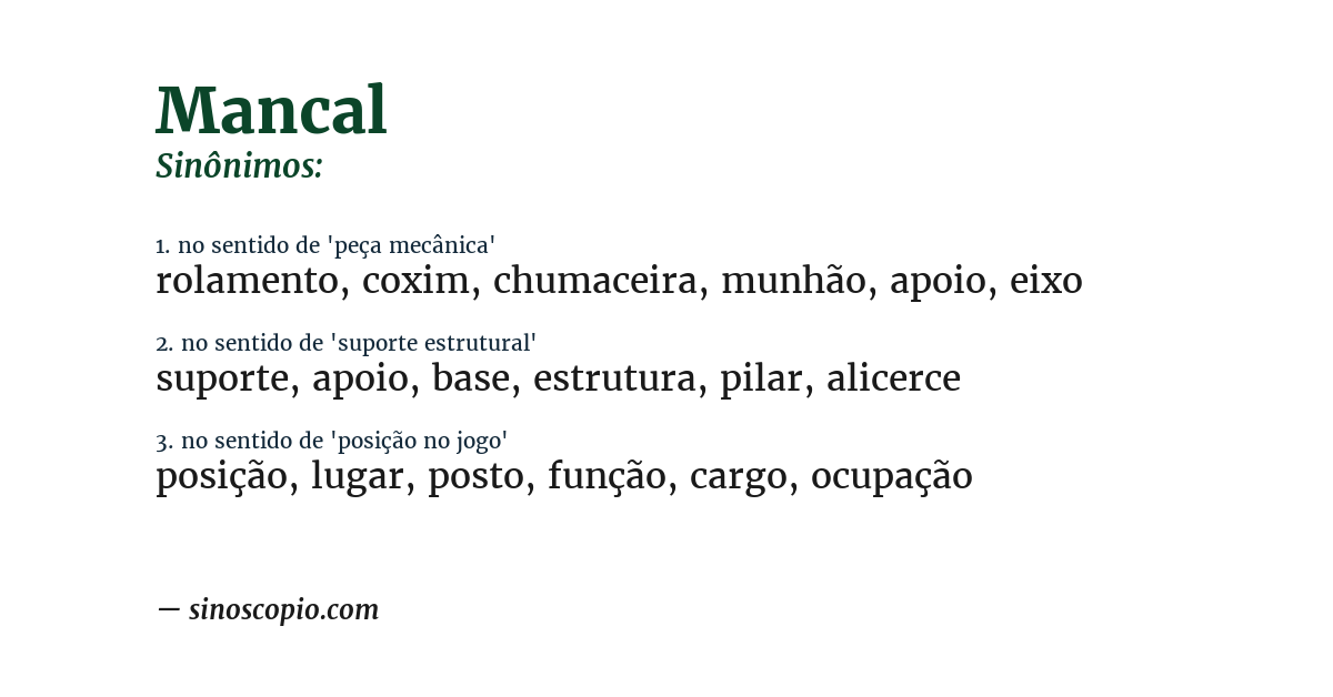 Sinônimo de mancal