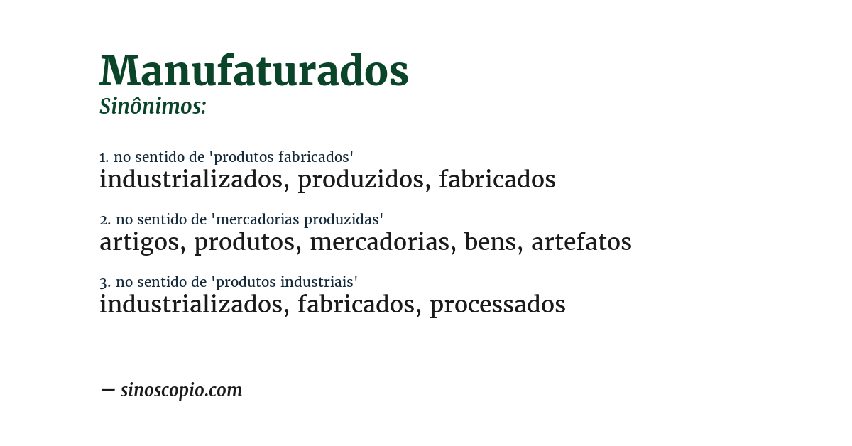 Sinônimo de manufaturados