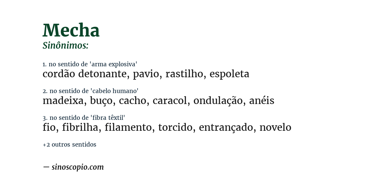 Sinônimo de mecha