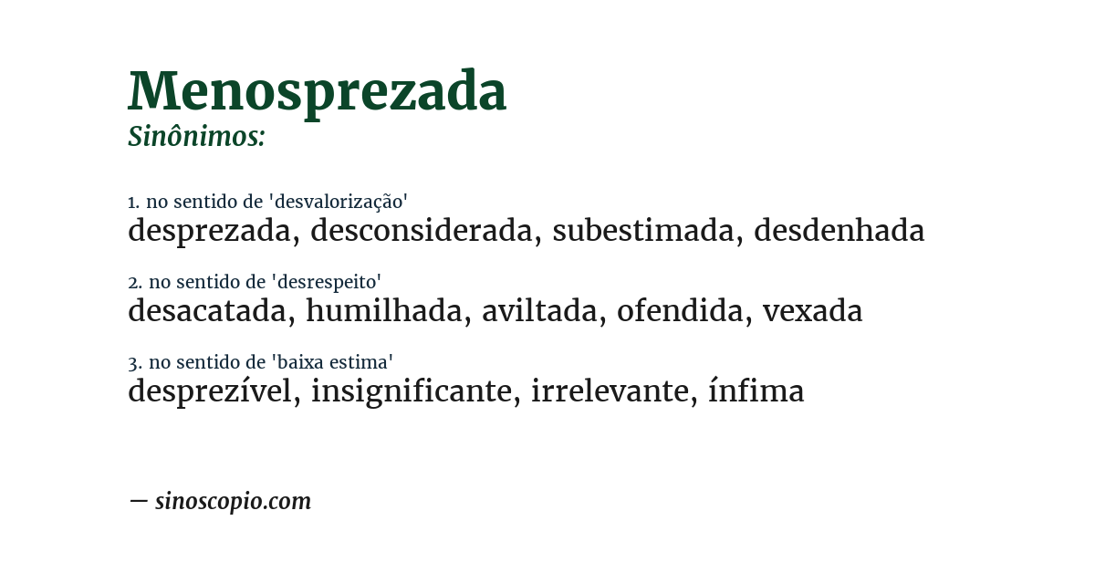 Sinônimo de menosprezada