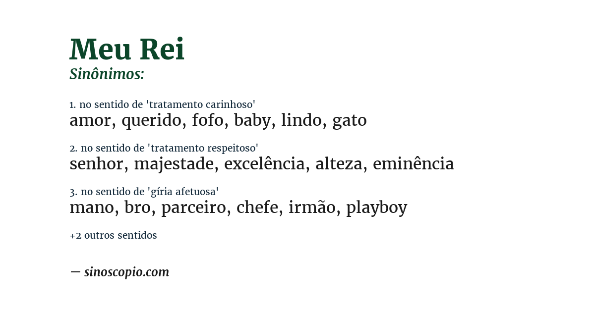 Sinônimo de meu rei