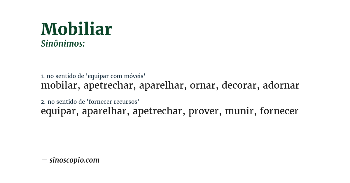 Sinônimo de mobiliar