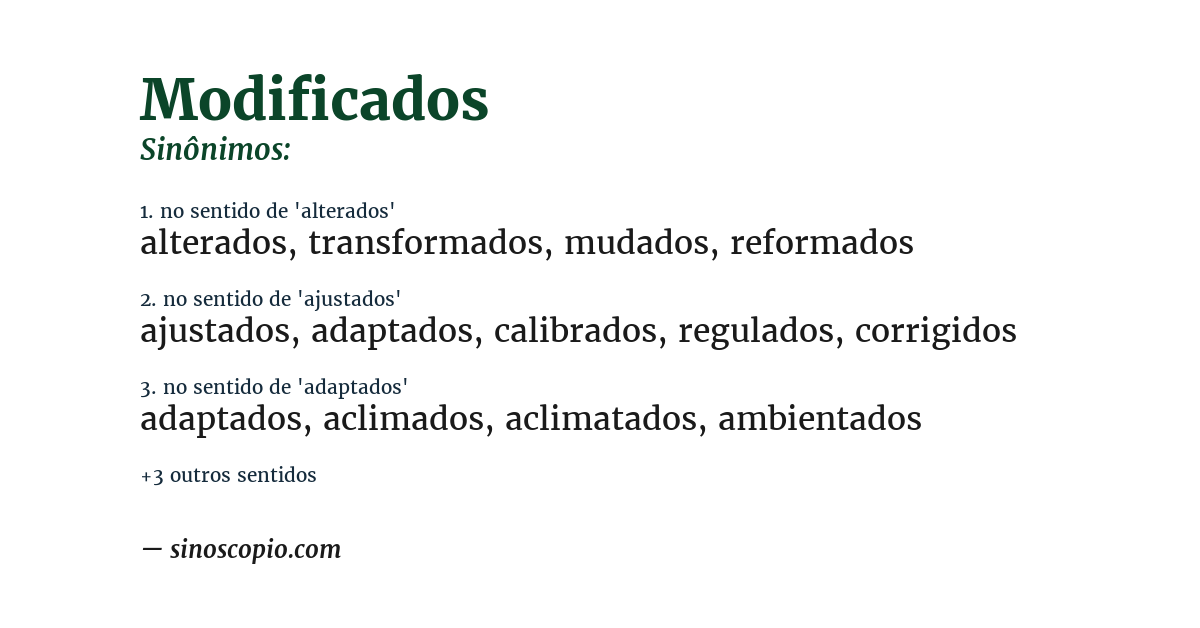 Sinônimo de modificados