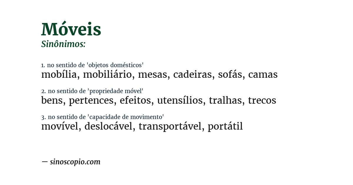 Sinônimo de móveis