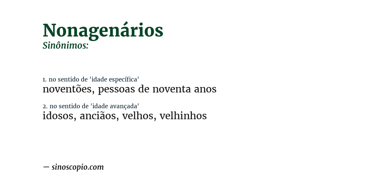 Sinônimo de nonagenários