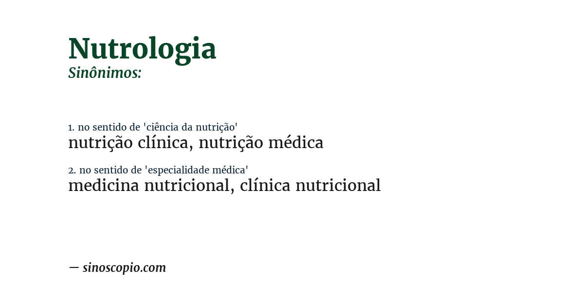 Sinônimo de nutrologia