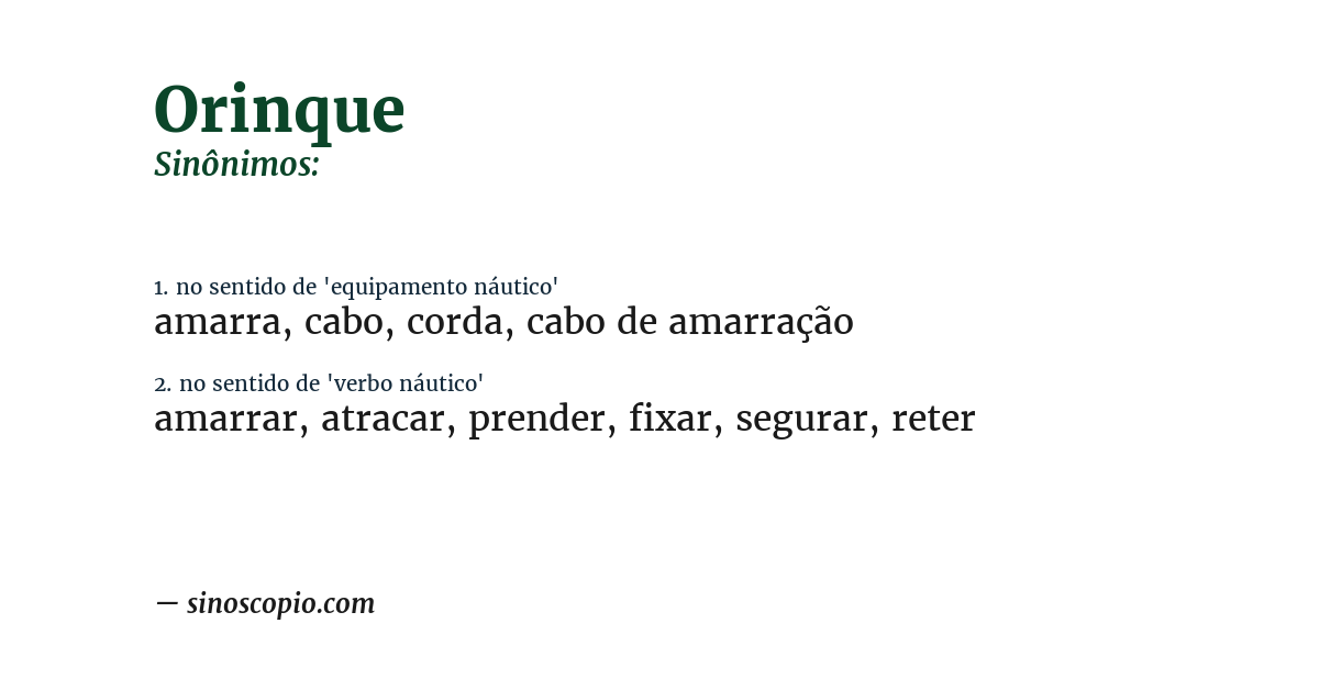 Sinônimo de orinque