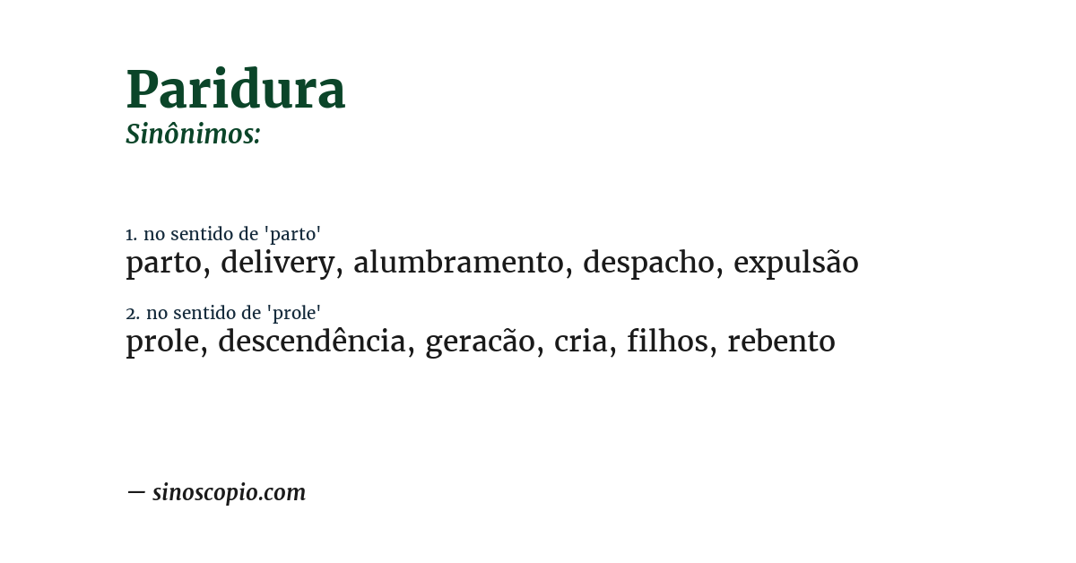 Sinônimo de paridura