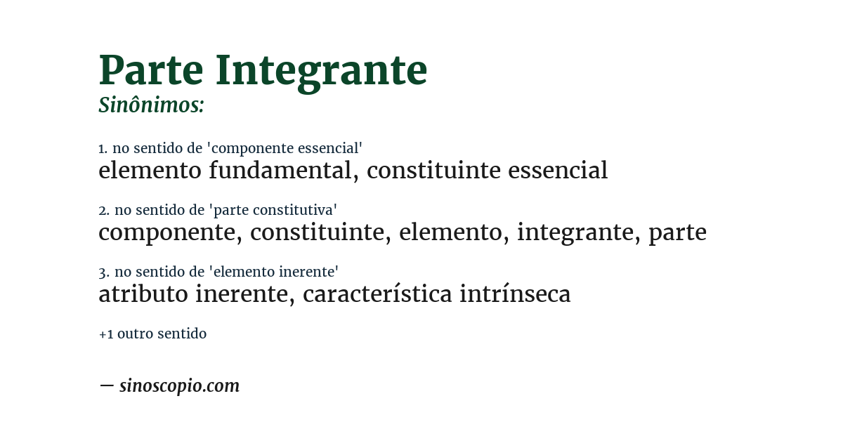 Sinônimo de parte integrante