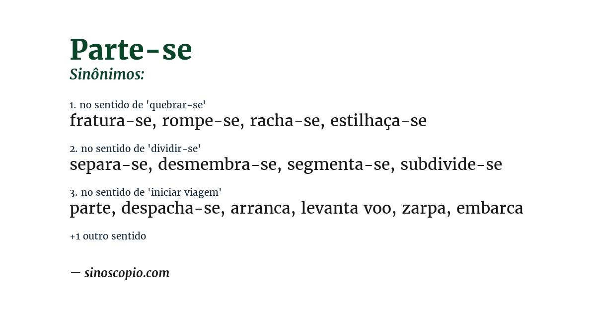 Sinônimo de parte-se