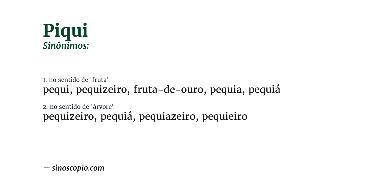 Sinônimo de piqui