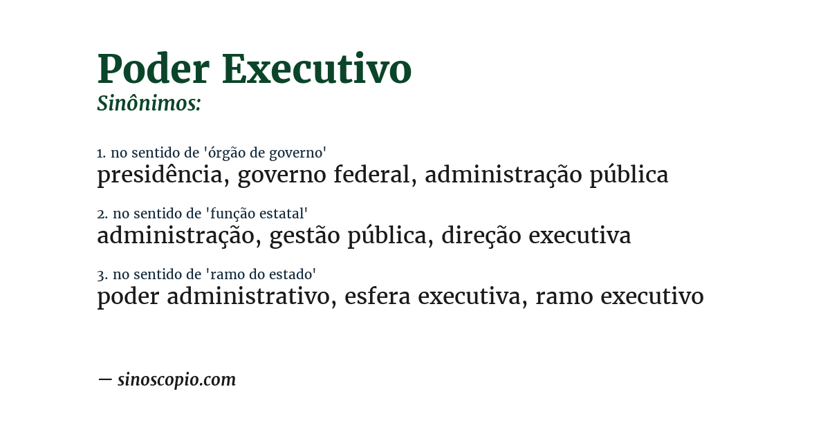 Sinônimo de poder executivo