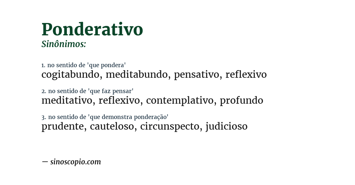 Sinônimo de ponderativo