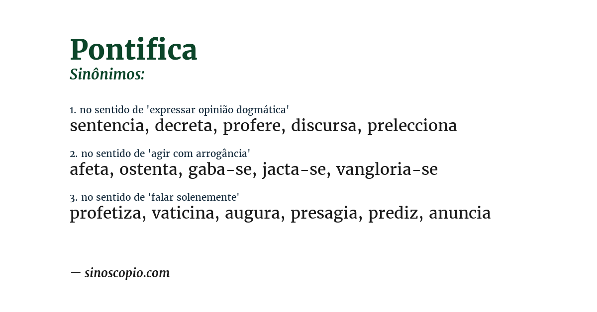 Sinônimo de pontifica