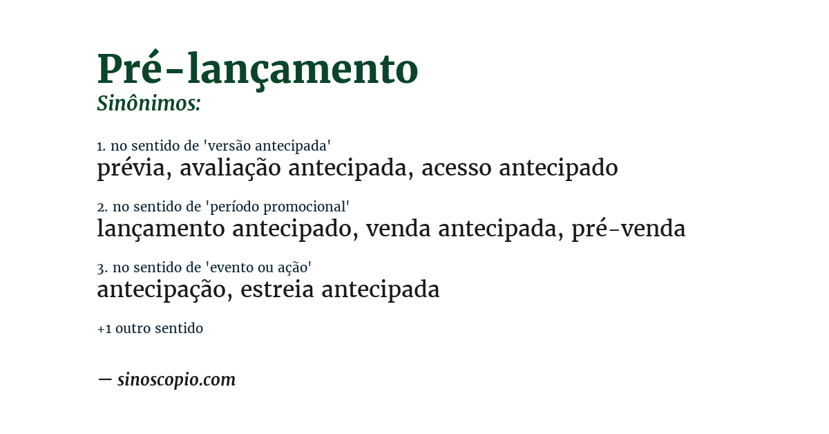 Sinônimo de pré-lançamento