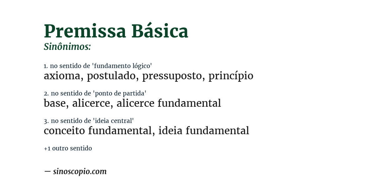 Sinônimo de premissa básica