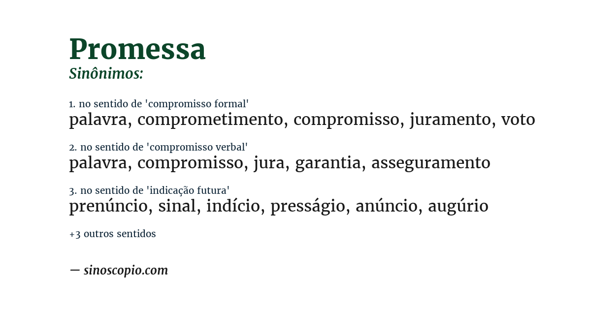 Sinônimo de promessa