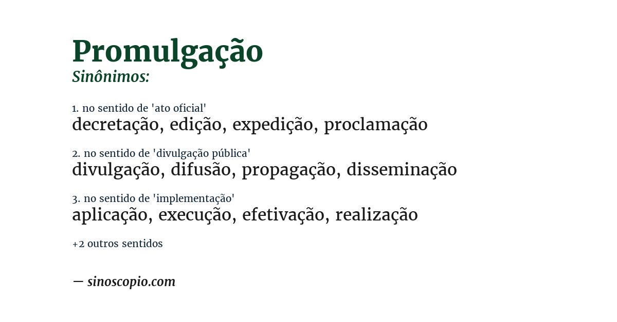 Sinônimo de promulgação