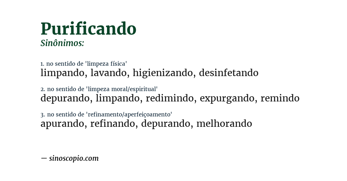 Sinônimo de purificando